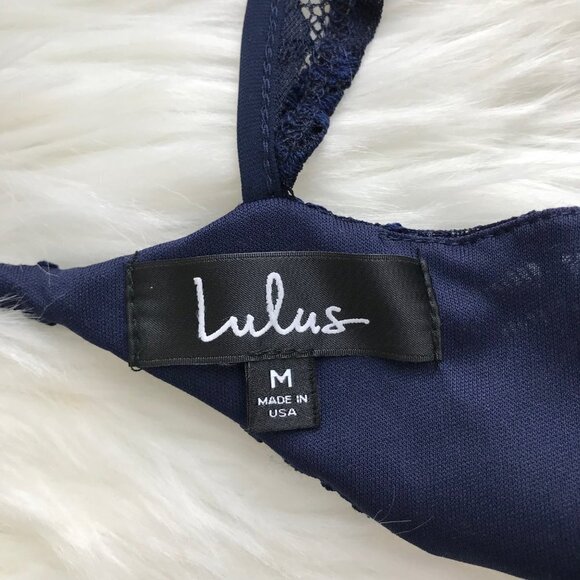 Lulus Absolutely Adorable Lace Backless Skater Dress Navy Size Medium - Picture 6 of 10
